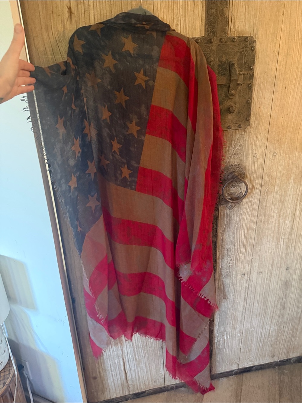 Free People Lightweight American Flag Scarf/shawl- Red, Blue, Brown